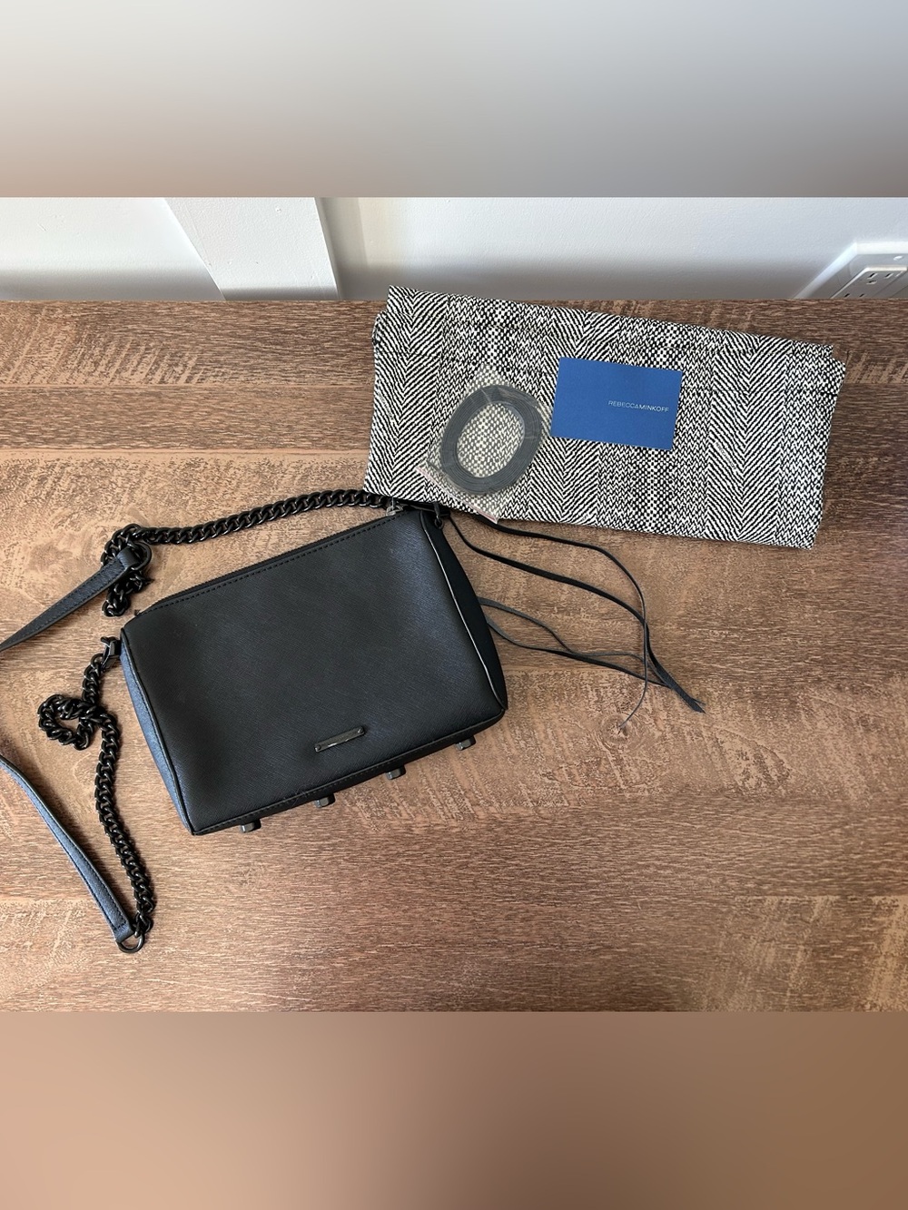Rebecca Minkoff Avery Black Crossbody Bag with Tassel and Chain Strap